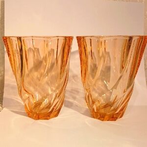 2 Vintage Heavy Depression Glass Glasses
